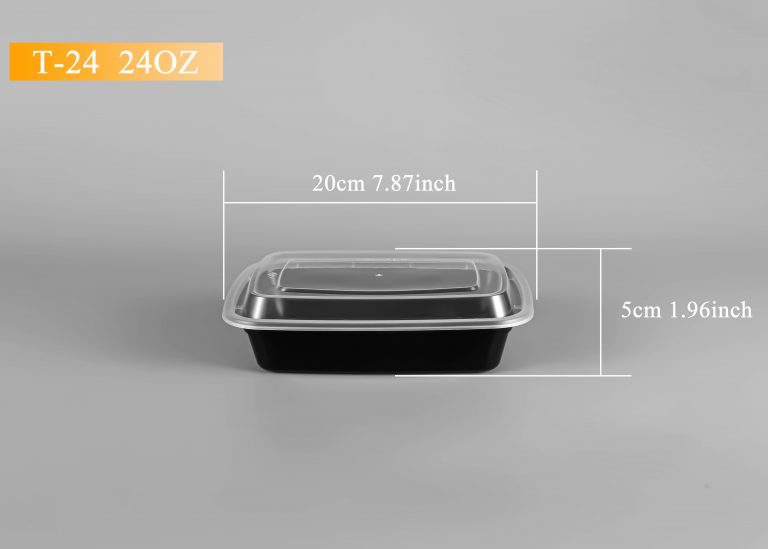 ADL T-24B (24oz) Black Rectangular Container