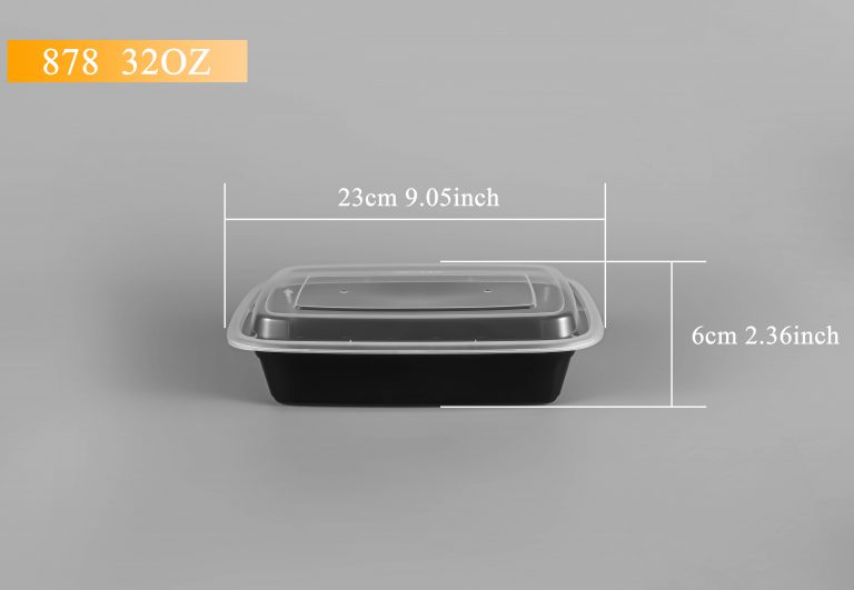 ADL 878B (32oz) Black Rectangular Container