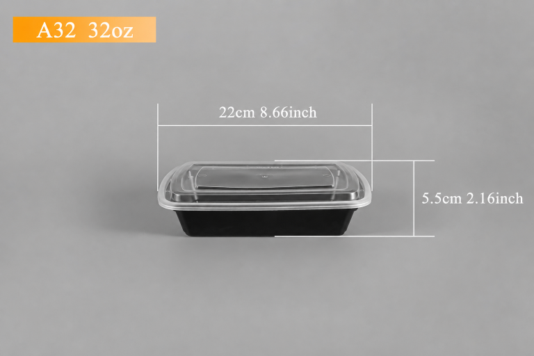 ADL A32 (32oz) Black Rectangular Container